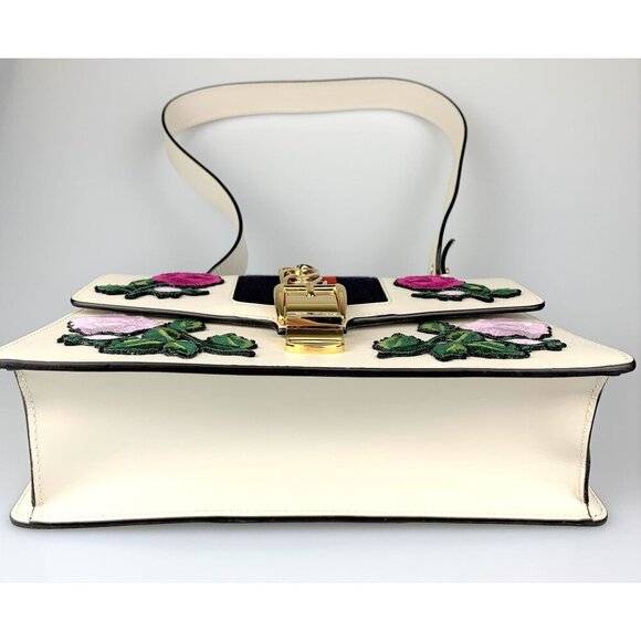 NWT Gucci Embroidered Sylvie Small shoulder bag In White - Picture 6 of 14